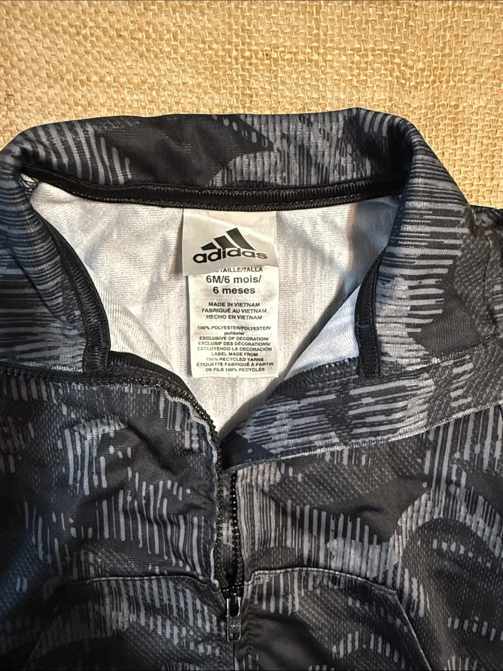 adidas Kids Black & Gray Patterned Jacket